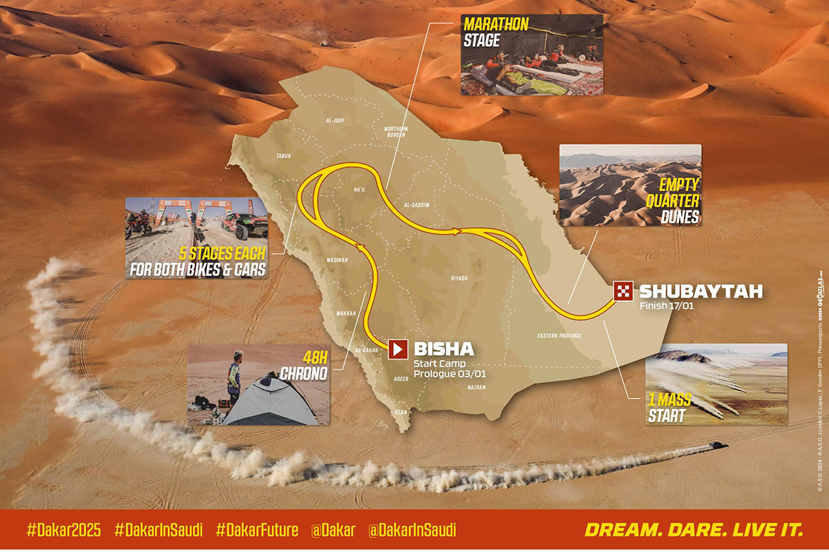 Dakar 2025: First details revealed – January 3-17 dates, mass starts & 1000km, 48hr chrono stage