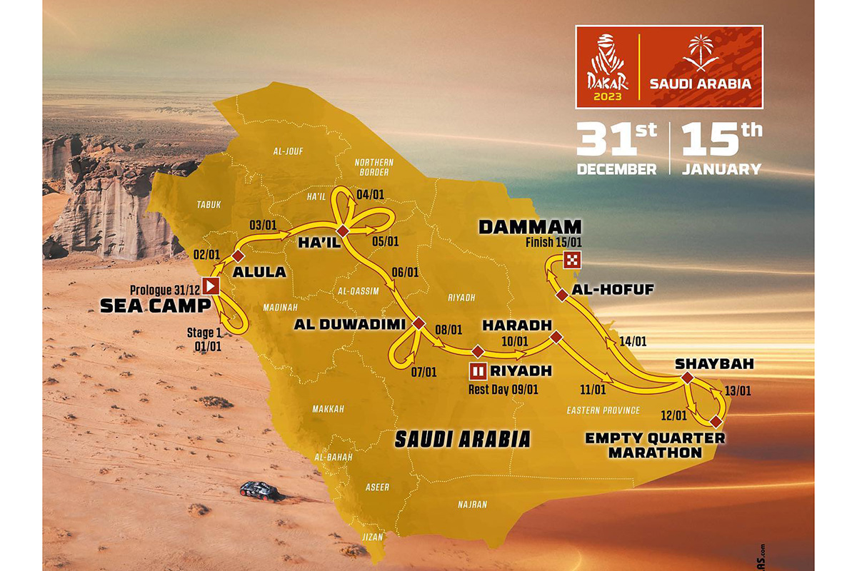 Recorrido Rally Dakar 2023 – Nueva normativa, de costa a costa y con etapas más largas … ¡será una edición dura!