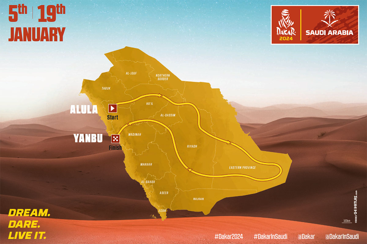 2024 Dakar details revealed – Jan 5 to 19, Al-Ula to Yanbu, “48hr time trial” and digital roadbooks or not?