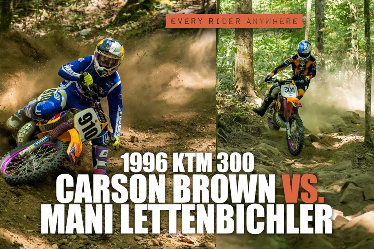Mani Lettenbichelr vs Carson Brown hard enduro race-off on a 1996 KTM 300
